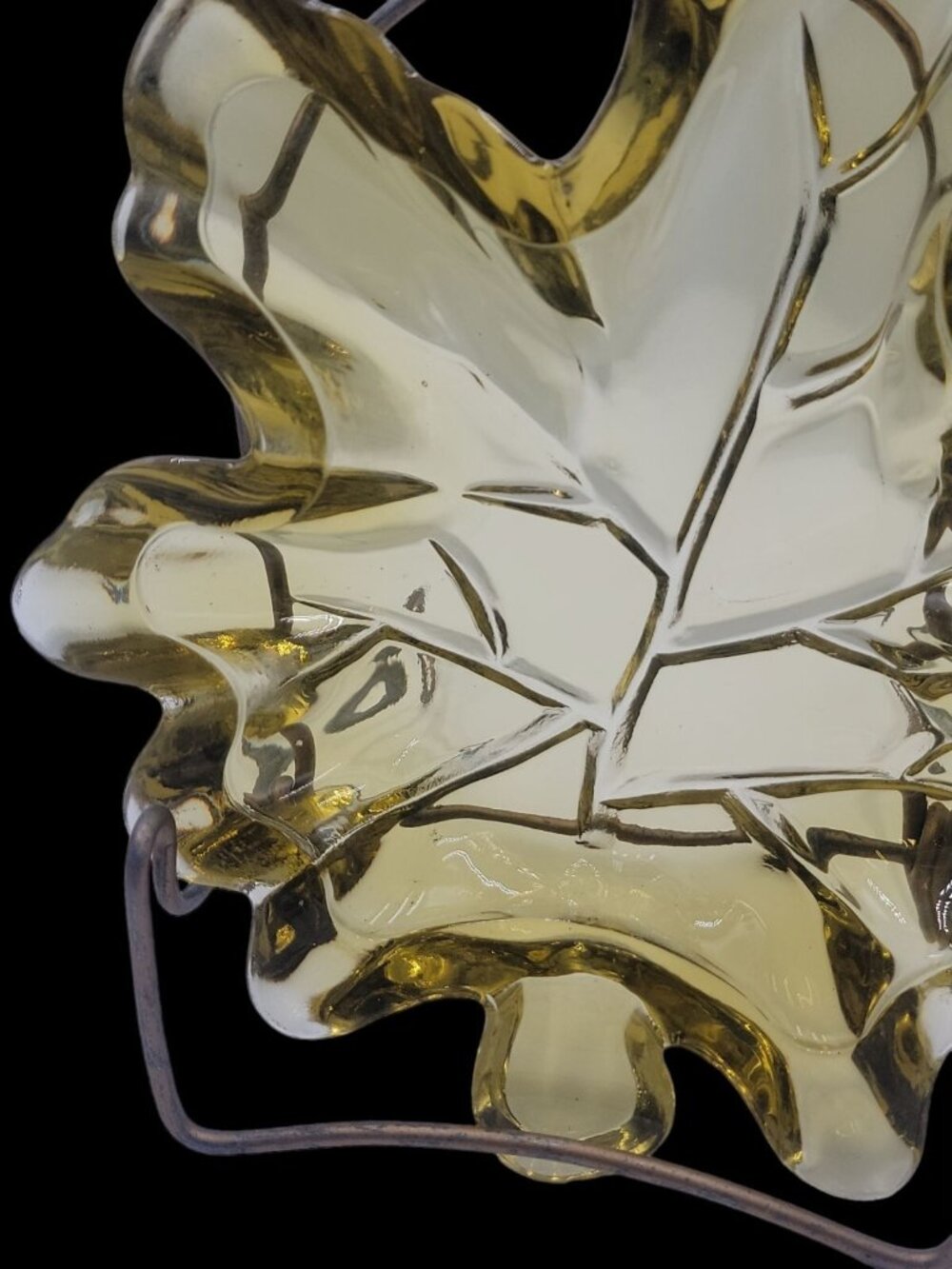 VTG Green Glass Maple Leaf Candy Dish Mid-Century Fall Trinket Bowl 8.5" X9" - Picture 9 of 13